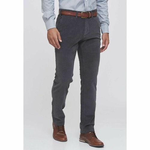 Pantalón Chino De Corderoy 21 Bastas Gris Hombre