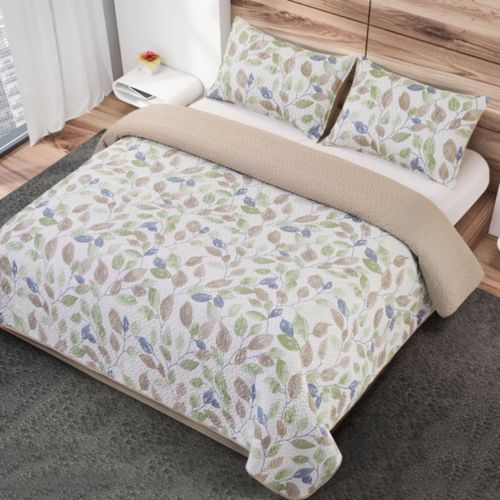 Set Cubrecama Quilt Estampado Reversible Bremen